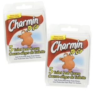 NIB Two Packs of Charmin To Go Toilet Seat Covers , 5 Count Travel Pack